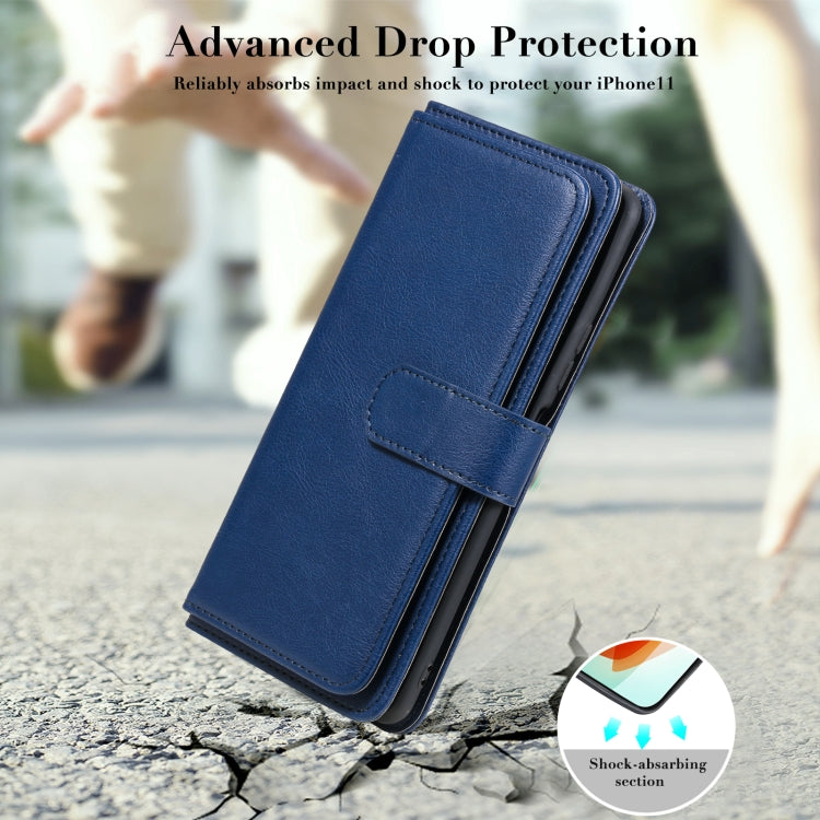 For Xiaomi Redmi Note 10 Pro Multifunctional Magnetic Copper Buckle Horizontal Flip Solid Color Leather Case with 10 Card Slots & Wallet & Holder & Photo Frame