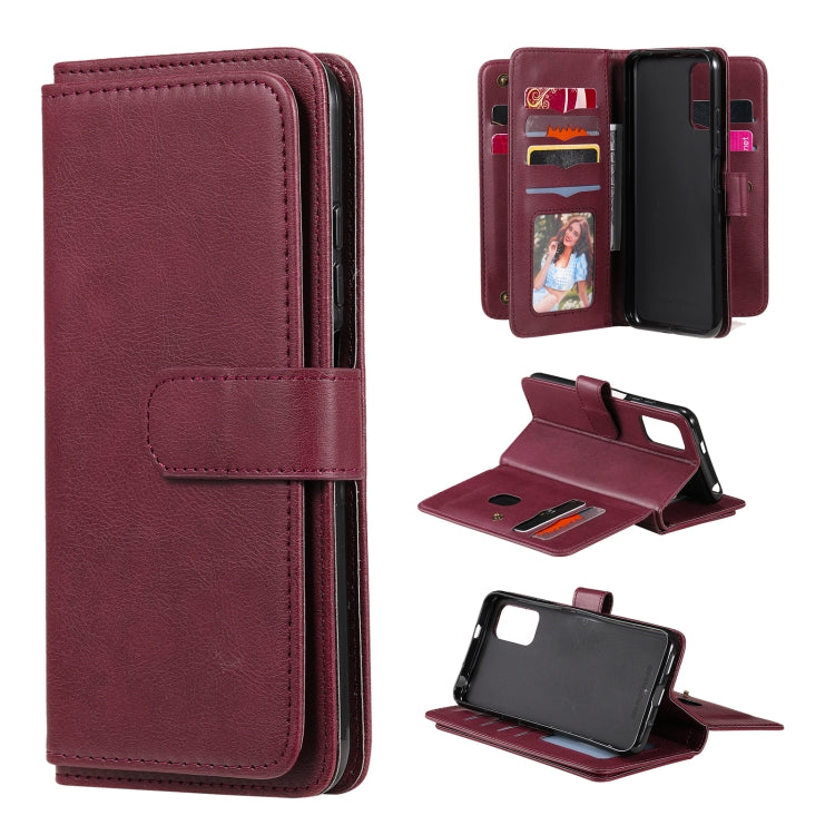 For Xiaomi Redmi Note 10 5G Multifunctional Magnetic Copper Buckle Horizontal Flip Solid Color Leather Case with 10 Card Slots & Wallet & Holder & Photo Frame