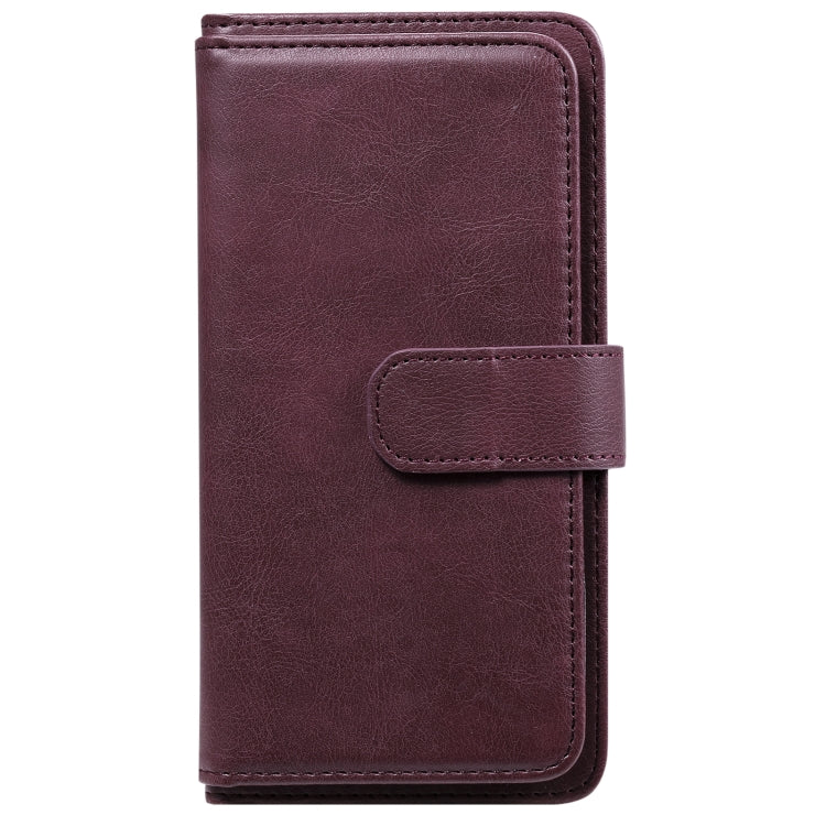 For Xiaomi Redmi Note 10 5G Multifunctional Magnetic Copper Buckle Horizontal Flip Solid Color Leather Case with 10 Card Slots & Wallet & Holder & Photo Frame