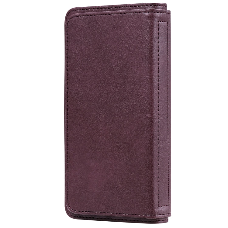 For Xiaomi Redmi Note 10 5G Multifunctional Magnetic Copper Buckle Horizontal Flip Solid Color Leather Case with 10 Card Slots & Wallet & Holder & Photo Frame