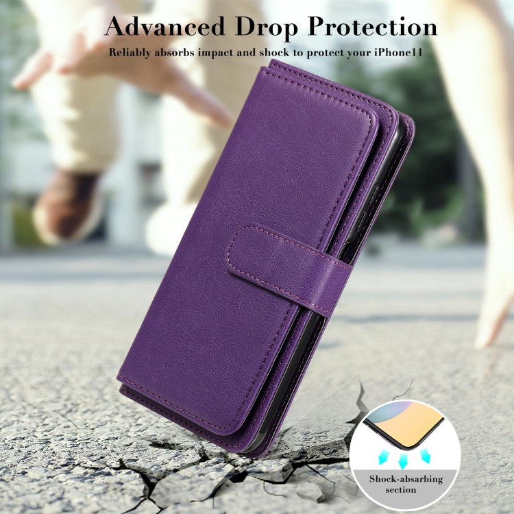 For Xiaomi Redmi Note 10 5G Multifunctional Magnetic Copper Buckle Horizontal Flip Solid Color Leather Case with 10 Card Slots & Wallet & Holder & Photo Frame