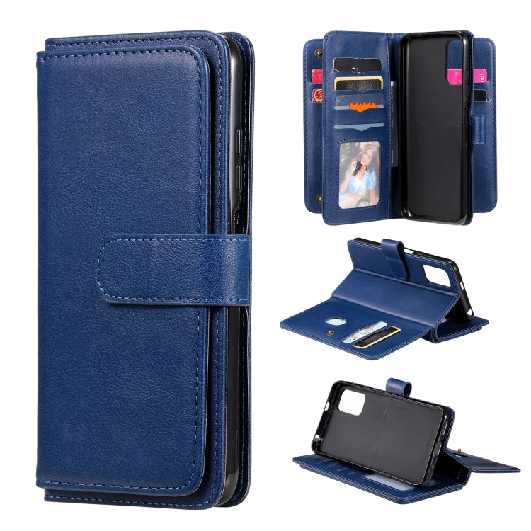 For Xiaomi Redmi Note 10 5G Multifunctional Magnetic Copper Buckle Horizontal Flip Solid Color Leather Case with 10 Card Slots & Wallet & Holder & Photo Frame