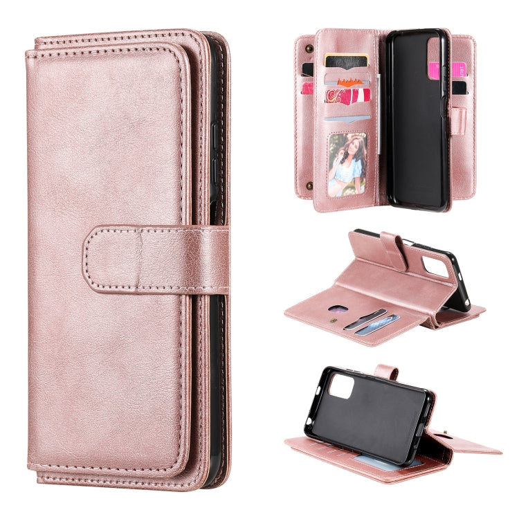 For Xiaomi Redmi Note 10 5G Multifunctional Magnetic Copper Buckle Horizontal Flip Solid Color Leather Case with 10 Card Slots & Wallet & Holder & Photo Frame