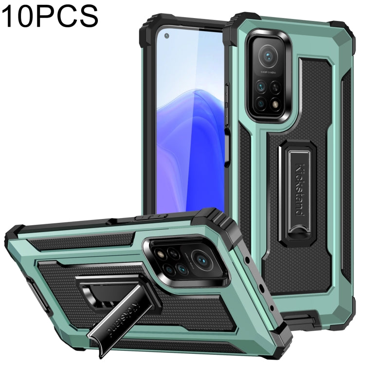 For Xiaomi Mi 10T 5G 10 PCS Knight Jazz PC+TPU Shockproof Protective Case with Foldable Holder