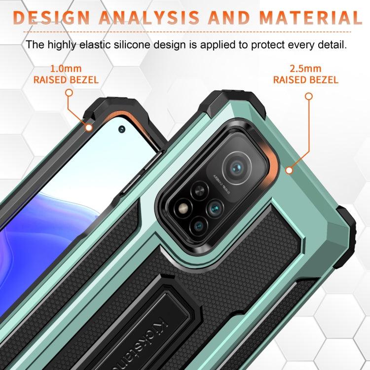 For Xiaomi Mi 10T 5G 10 PCS Knight Jazz PC+TPU Shockproof Protective Case with Foldable Holder