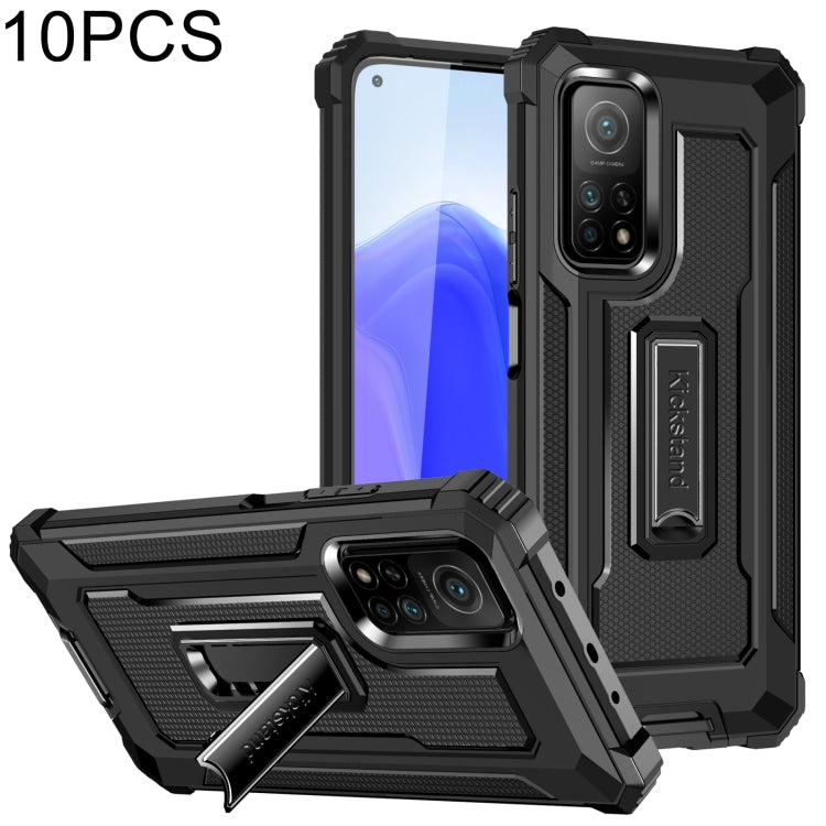 For Xiaomi Mi 10T 5G 10 PCS Knight Jazz PC+TPU Shockproof Protective Case with Foldable Holder
