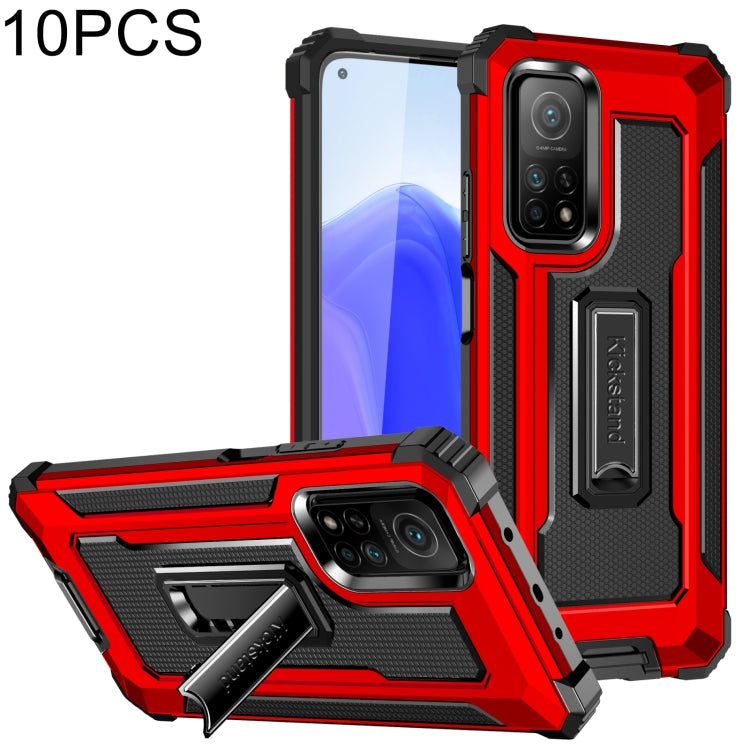 For Xiaomi Mi 10T 5G 10 PCS Knight Jazz PC+TPU Shockproof Protective Case with Foldable Holder