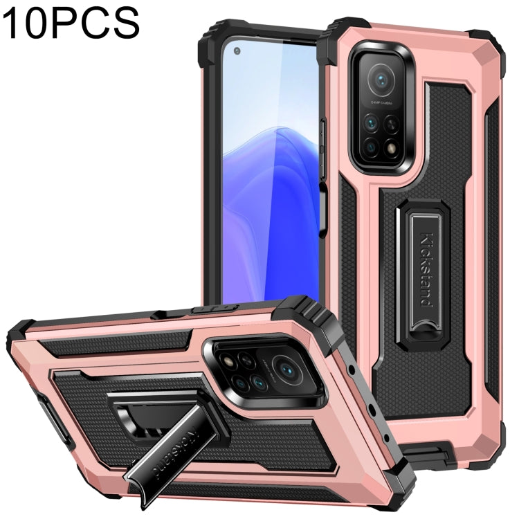For Xiaomi Mi 10T 5G 10 PCS Knight Jazz PC+TPU Shockproof Protective Case with Foldable Holder