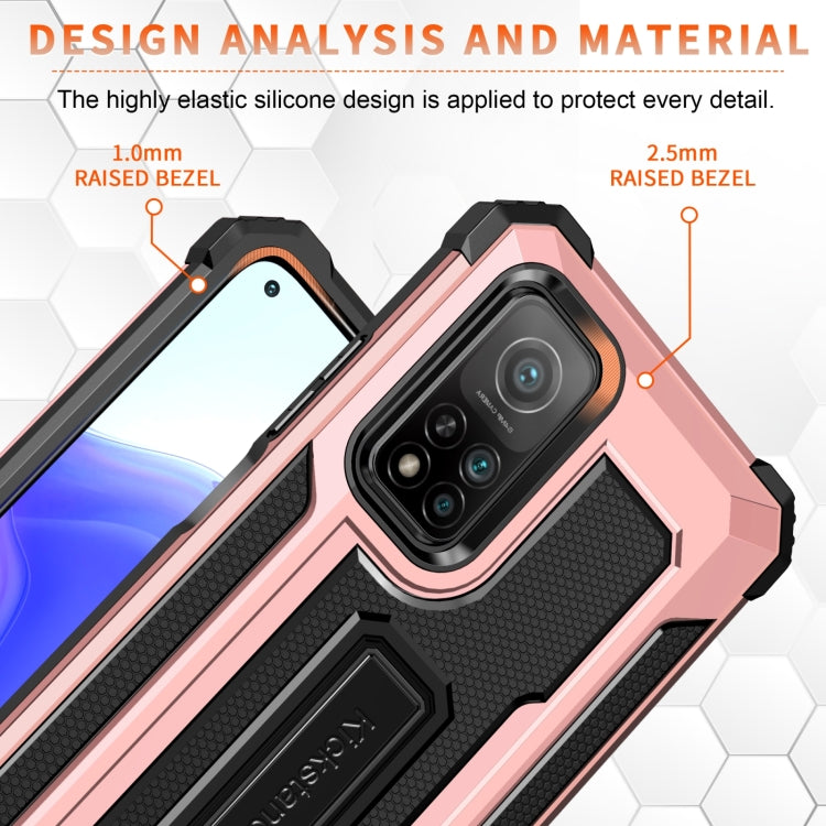 For Xiaomi Mi 10T 5G 10 PCS Knight Jazz PC+TPU Shockproof Protective Case with Foldable Holder