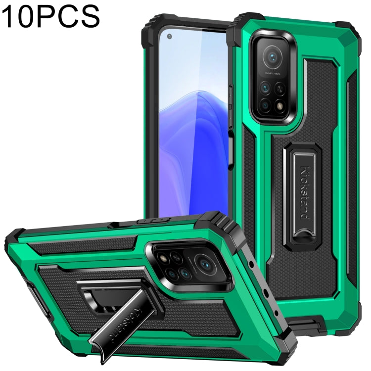 For Xiaomi Mi 10T 5G 10 PCS Knight Jazz PC+TPU Shockproof Protective Case with Foldable Holder