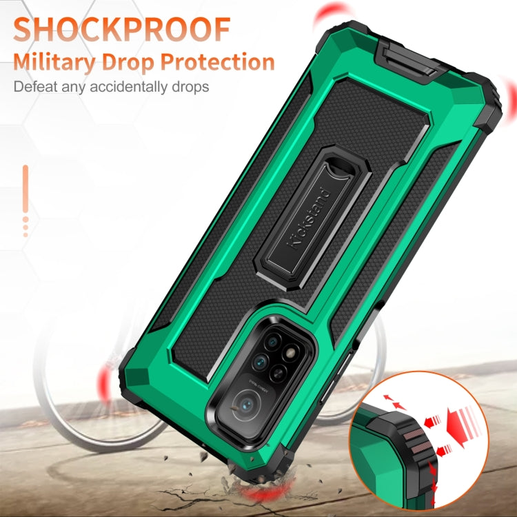 For Xiaomi Mi 10T 5G 10 PCS Knight Jazz PC+TPU Shockproof Protective Case with Foldable Holder