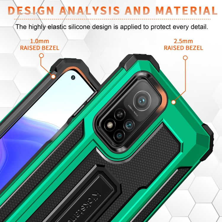 For Xiaomi Mi 10T 5G 10 PCS Knight Jazz PC+TPU Shockproof Protective Case with Foldable Holder