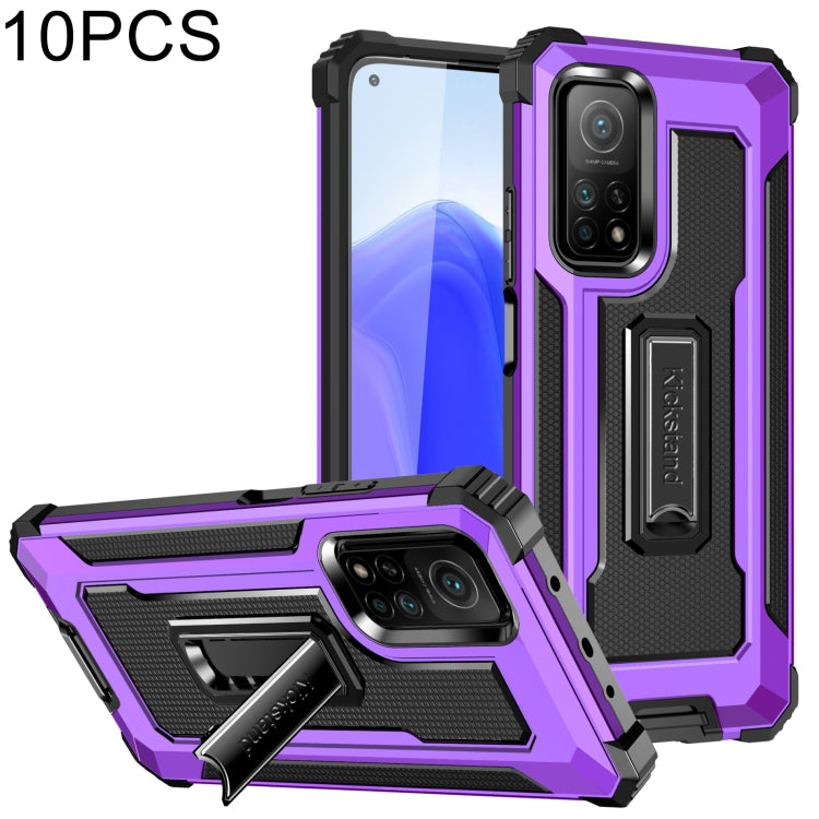 For Xiaomi Mi 10T 5G 10 PCS Knight Jazz PC+TPU Shockproof Protective Case with Foldable Holder
