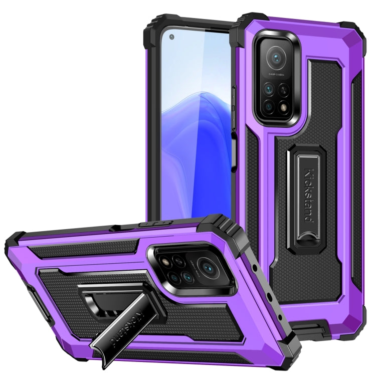 For Xiaomi Mi 10T 5G 10 PCS Knight Jazz PC+TPU Shockproof Protective Case with Foldable Holder