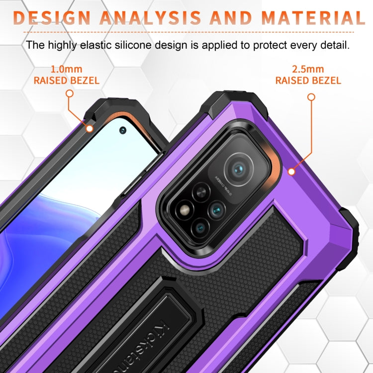 For Xiaomi Mi 10T 5G 10 PCS Knight Jazz PC+TPU Shockproof Protective Case with Foldable Holder