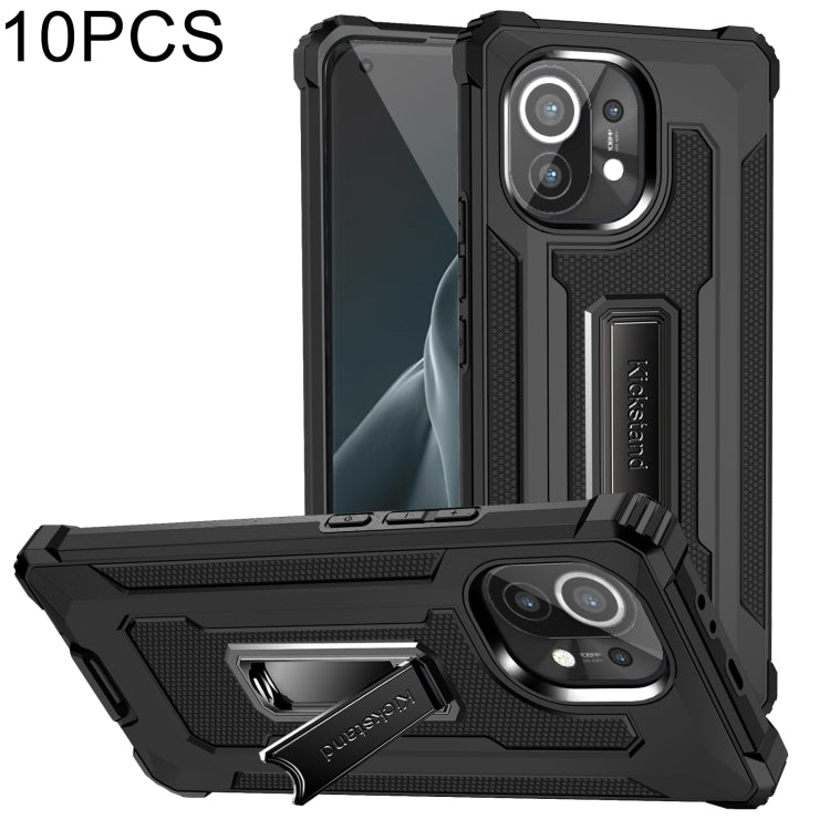For Xiaomi Mi 11 10 PCS Knight Jazz PC+TPU Shockproof Protective Case with Foldable Holder