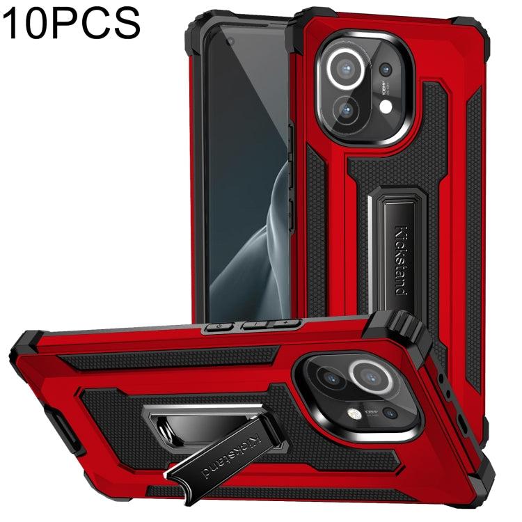 For Xiaomi Mi 11 10 PCS Knight Jazz PC+TPU Shockproof Protective Case with Foldable Holder