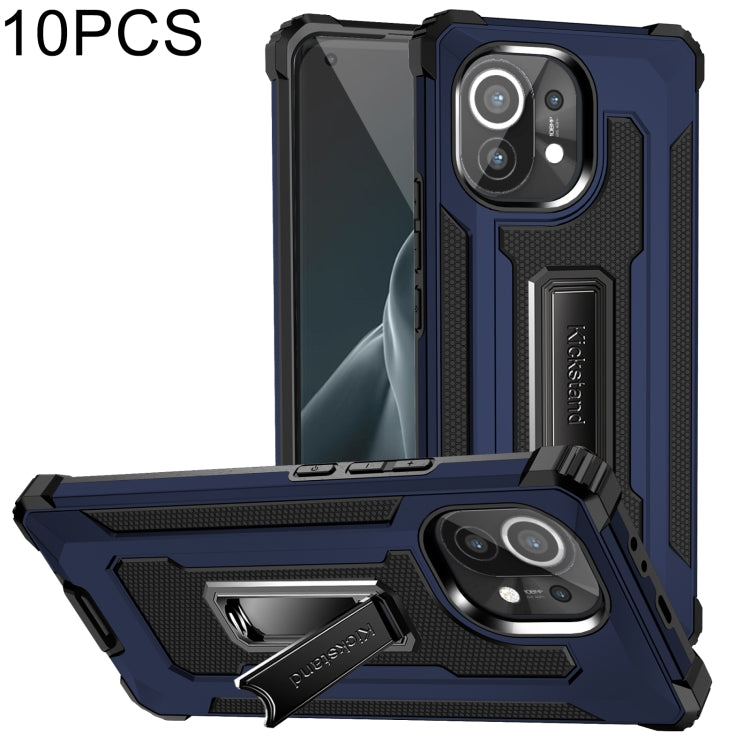 For Xiaomi Mi 11 10 PCS Knight Jazz PC+TPU Shockproof Protective Case with Foldable Holder