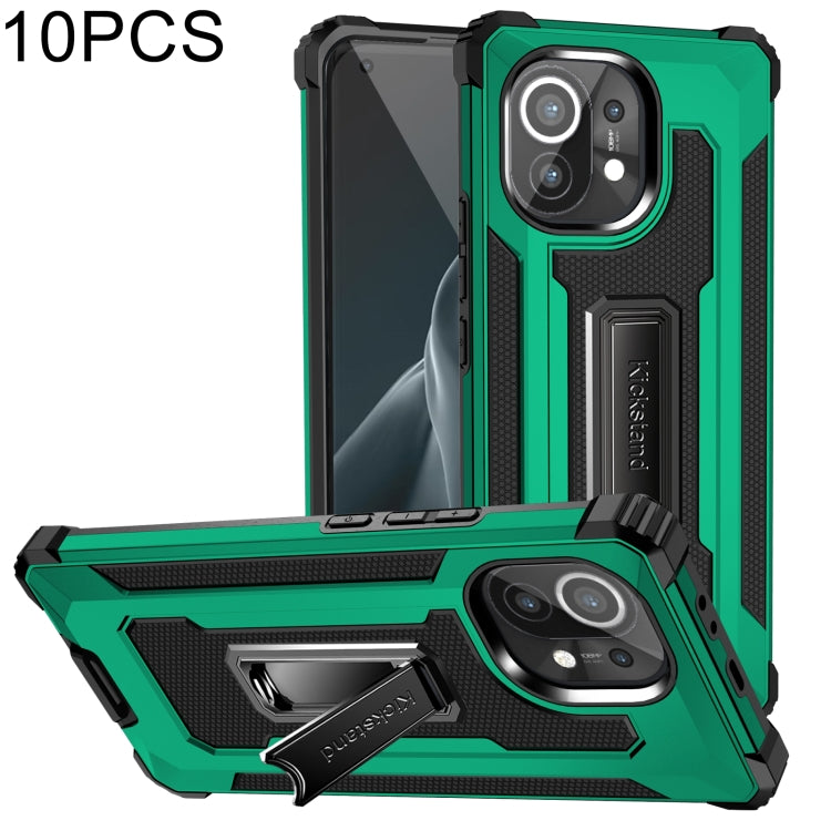 For Xiaomi Mi 11 10 PCS Knight Jazz PC+TPU Shockproof Protective Case with Foldable Holder