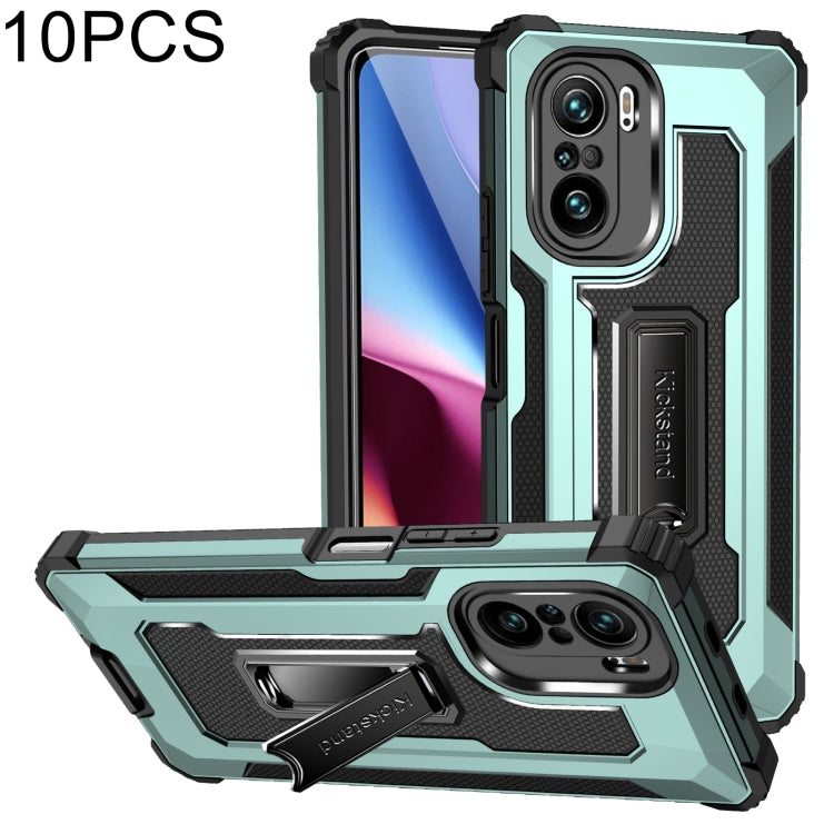 For Xiaomi Redmi K40 / K40 Pro 10 PCS Knight Jazz PC+TPU Shockproof Protective Case with Foldable Holder