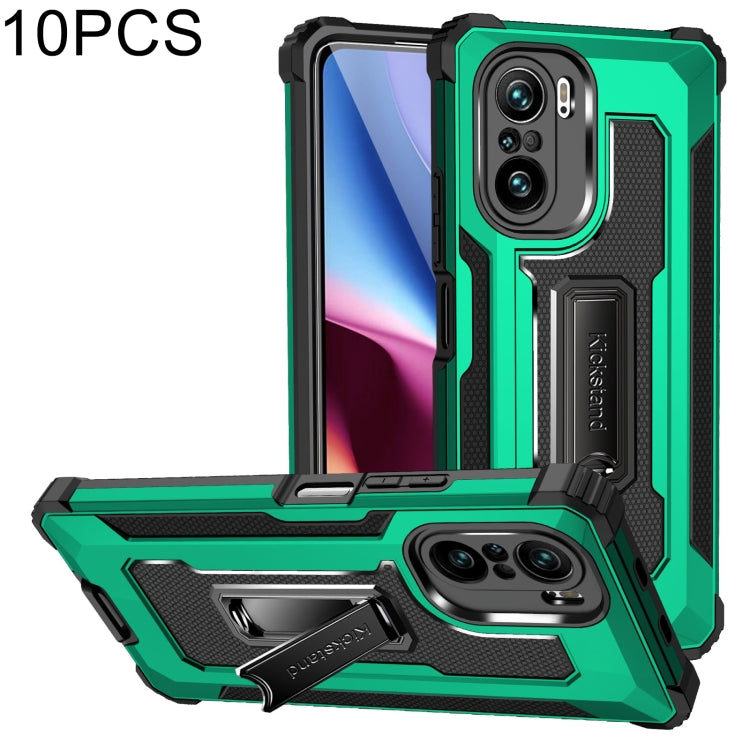 For Xiaomi Redmi K40 / K40 Pro 10 PCS Knight Jazz PC+TPU Shockproof Protective Case with Foldable Holder