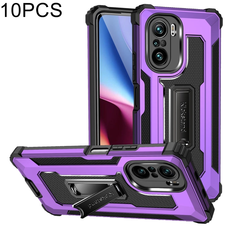 For Xiaomi Redmi K40 / K40 Pro 10 PCS Knight Jazz PC+TPU Shockproof Protective Case with Foldable Holder