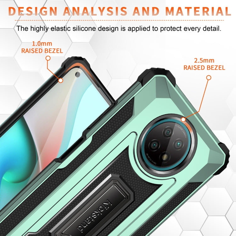 For Xiaomi Redmi Note 9 5G 10 PCS Knight Jazz PC+TPU Shockproof Protective Case with Foldable Holder