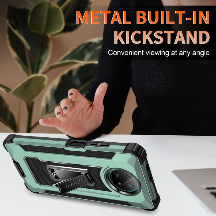 For Xiaomi Redmi Note 9 5G 10 PCS Knight Jazz PC+TPU Shockproof Protective Case with Foldable Holder