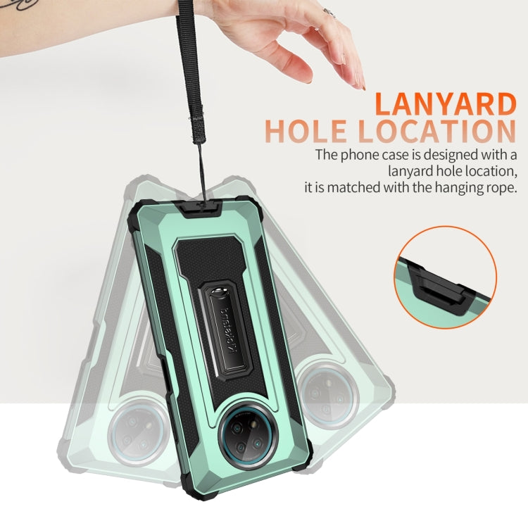 For Xiaomi Redmi Note 9 5G 10 PCS Knight Jazz PC+TPU Shockproof Protective Case with Foldable Holder