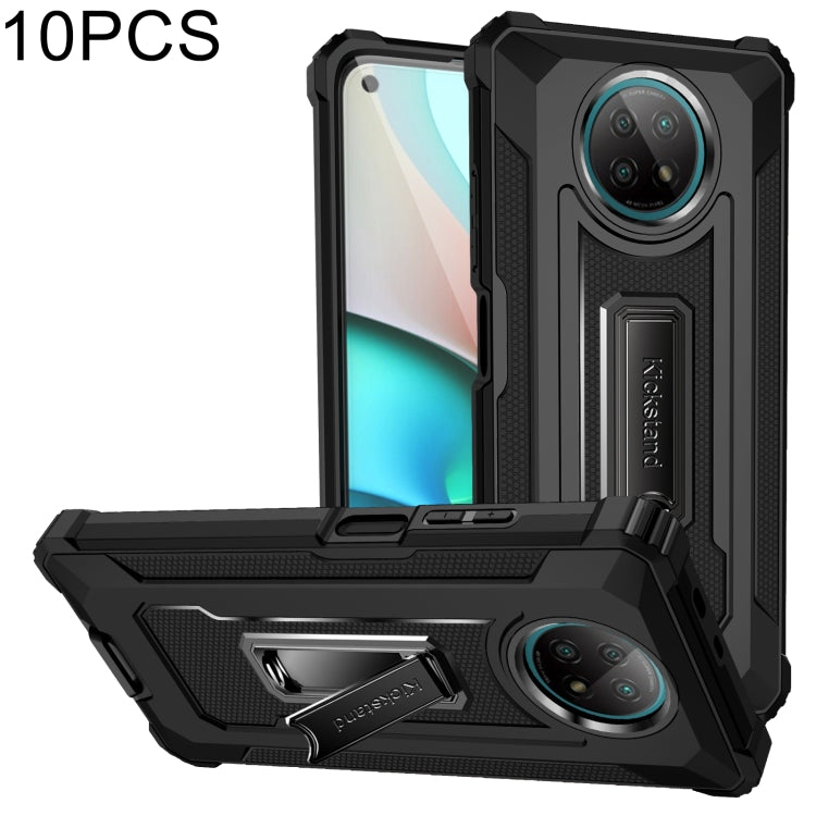 For Xiaomi Redmi Note 9 5G 10 PCS Knight Jazz PC+TPU Shockproof Protective Case with Foldable Holder