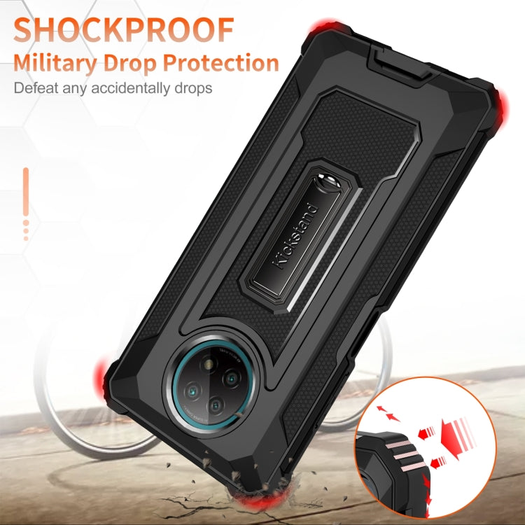 For Xiaomi Redmi Note 9 5G 10 PCS Knight Jazz PC+TPU Shockproof Protective Case with Foldable Holder