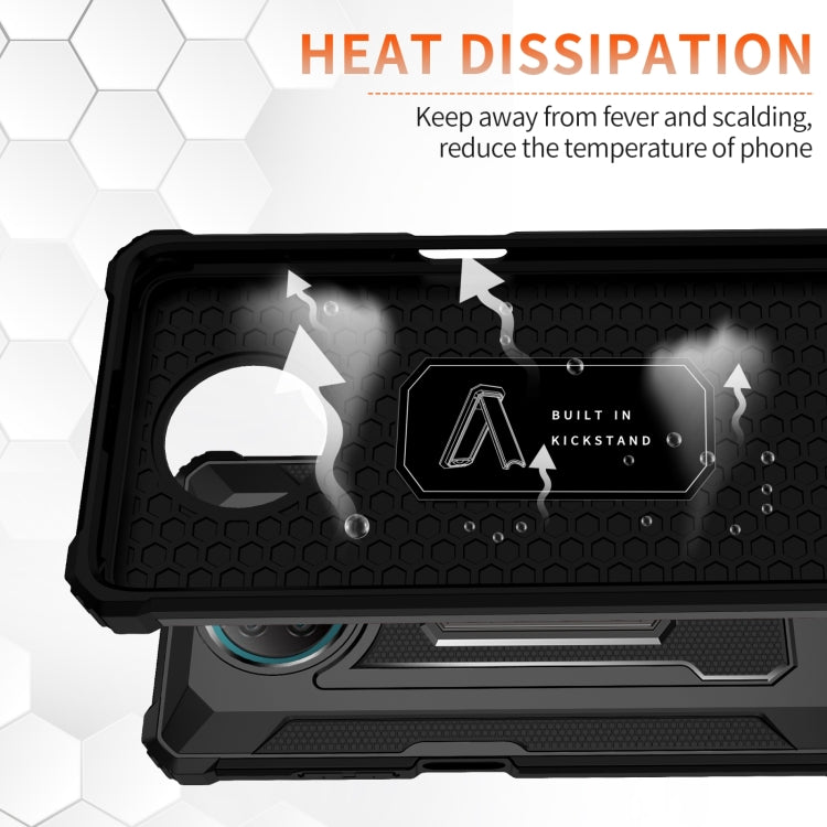 For Xiaomi Redmi Note 9 5G 10 PCS Knight Jazz PC+TPU Shockproof Protective Case with Foldable Holder