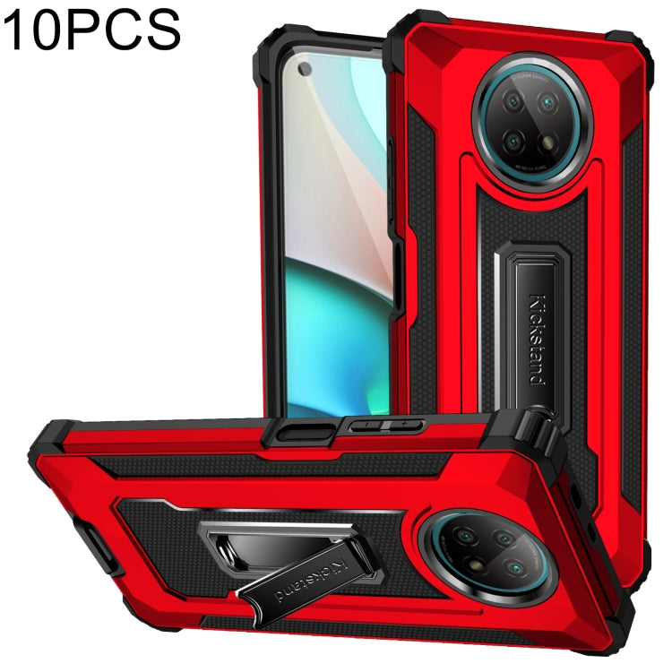 For Xiaomi Redmi Note 9 5G 10 PCS Knight Jazz PC+TPU Shockproof Protective Case with Foldable Holder
