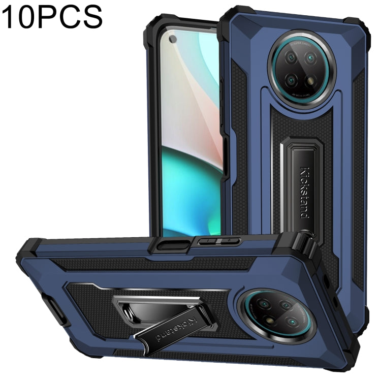 For Xiaomi Redmi Note 9 5G 10 PCS Knight Jazz PC+TPU Shockproof Protective Case with Foldable Holder