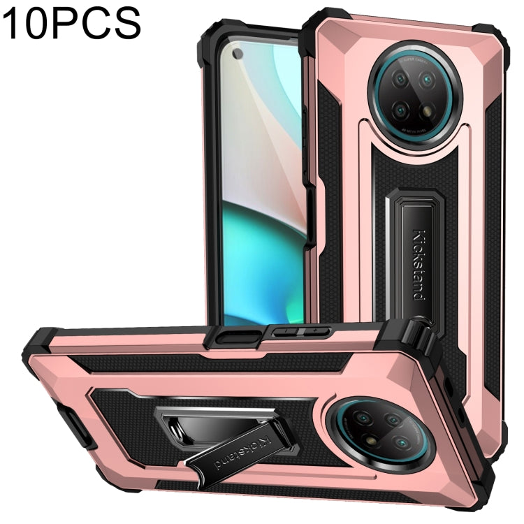 For Xiaomi Redmi Note 9 5G 10 PCS Knight Jazz PC+TPU Shockproof Protective Case with Foldable Holder