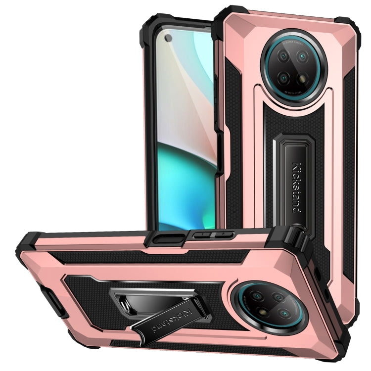 For Xiaomi Redmi Note 9 5G 10 PCS Knight Jazz PC+TPU Shockproof Protective Case with Foldable Holder