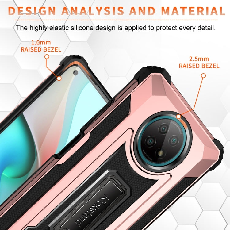 For Xiaomi Redmi Note 9 5G 10 PCS Knight Jazz PC+TPU Shockproof Protective Case with Foldable Holder