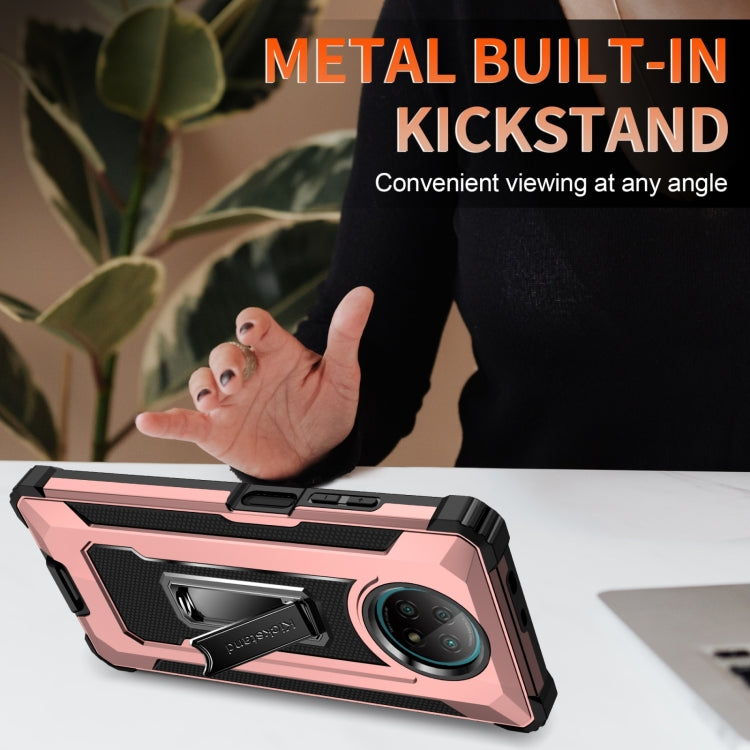 For Xiaomi Redmi Note 9 5G 10 PCS Knight Jazz PC+TPU Shockproof Protective Case with Foldable Holder