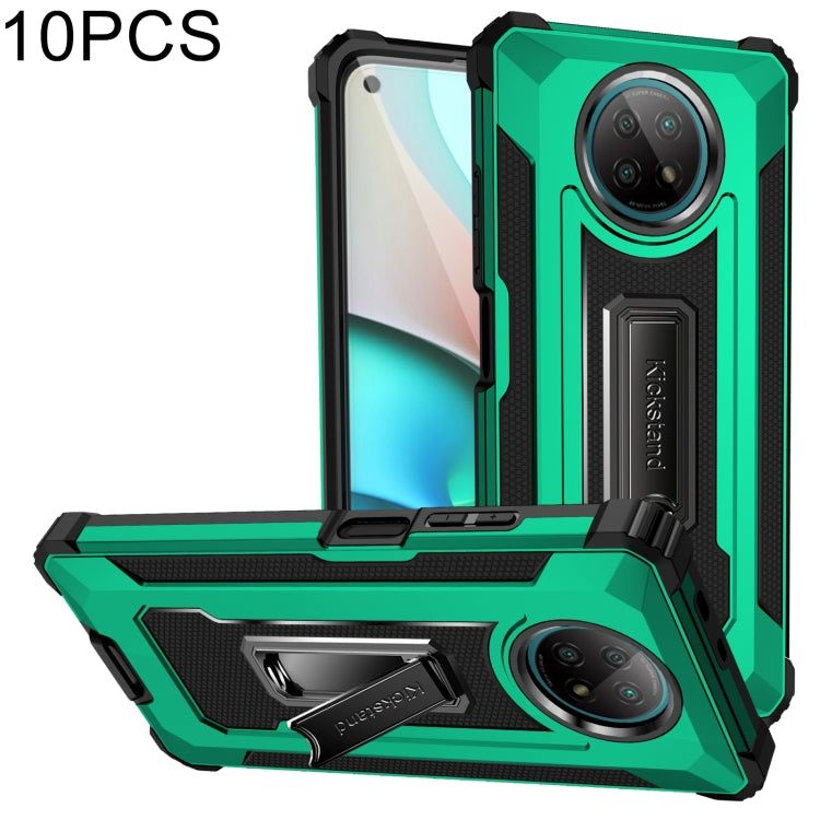 For Xiaomi Redmi Note 9 5G 10 PCS Knight Jazz PC+TPU Shockproof Protective Case with Foldable Holder