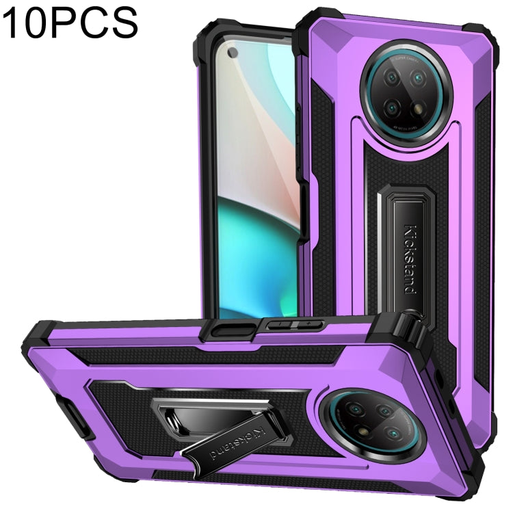 For Xiaomi Redmi Note 9 5G 10 PCS Knight Jazz PC+TPU Shockproof Protective Case with Foldable Holder