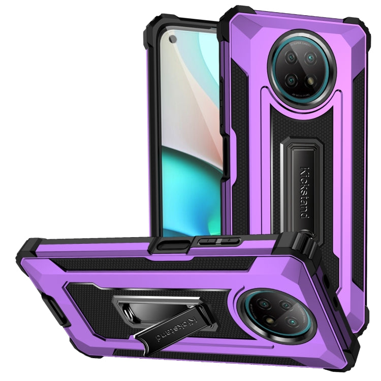 For Xiaomi Redmi Note 9 5G 10 PCS Knight Jazz PC+TPU Shockproof Protective Case with Foldable Holder