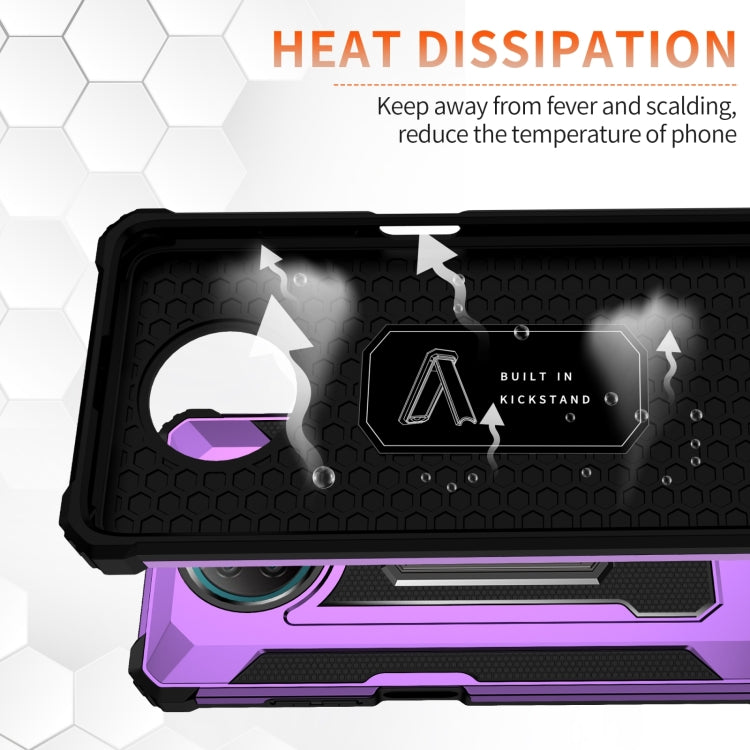 For Xiaomi Redmi Note 9 5G 10 PCS Knight Jazz PC+TPU Shockproof Protective Case with Foldable Holder