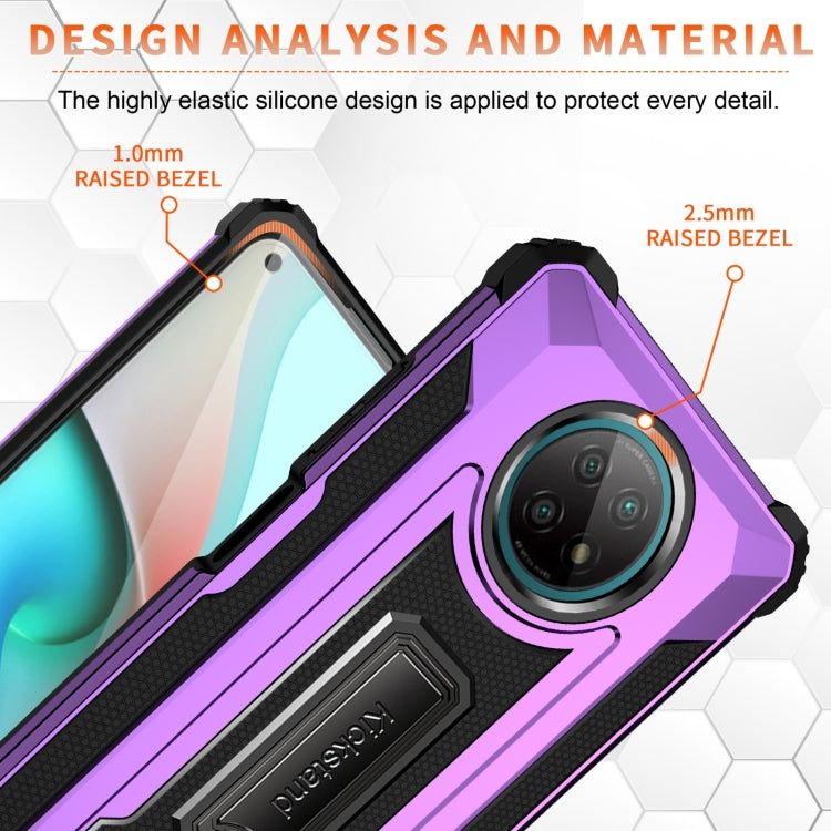 For Xiaomi Redmi Note 9 5G 10 PCS Knight Jazz PC+TPU Shockproof Protective Case with Foldable Holder