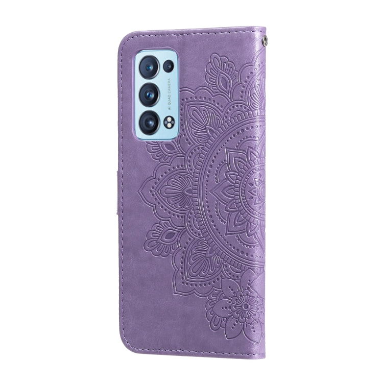 For OPPO Reno 6 Pro+ 5G 7-petal Flowers Embossing Pattern Horizontal Flip PU Leather Case with Holder & Card Slots & Wallet & Photo Frame