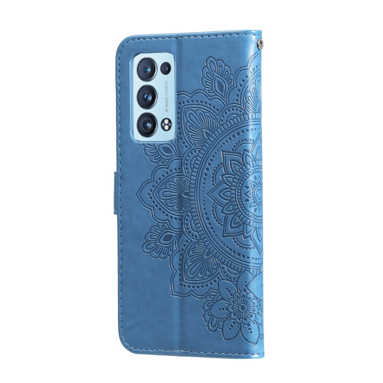 For OPPO Reno 6 Pro+ 5G 7-petal Flowers Embossing Pattern Horizontal Flip PU Leather Case with Holder & Card Slots & Wallet & Photo Frame