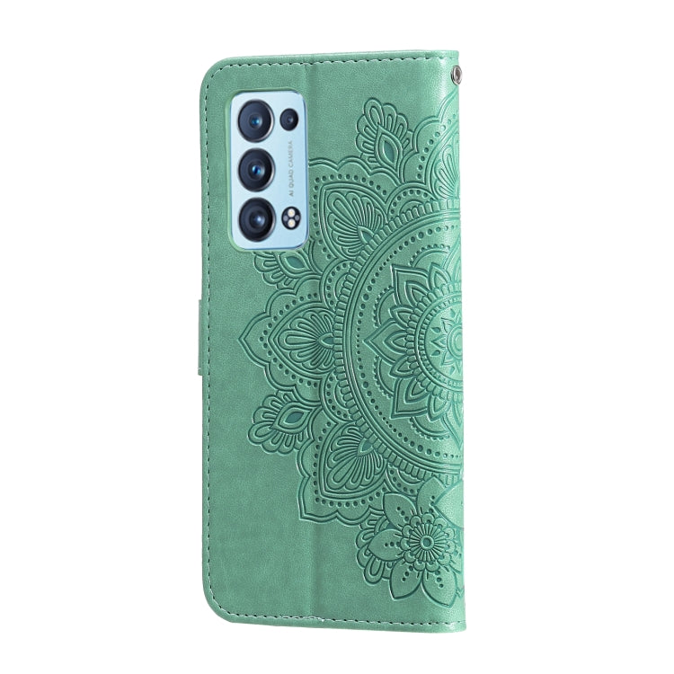 For OPPO Reno 6 Pro+ 5G 7-petal Flowers Embossing Pattern Horizontal Flip PU Leather Case with Holder & Card Slots & Wallet & Photo Frame