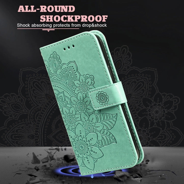 For OPPO Reno 6 Pro+ 5G 7-petal Flowers Embossing Pattern Horizontal Flip PU Leather Case with Holder & Card Slots & Wallet & Photo Frame