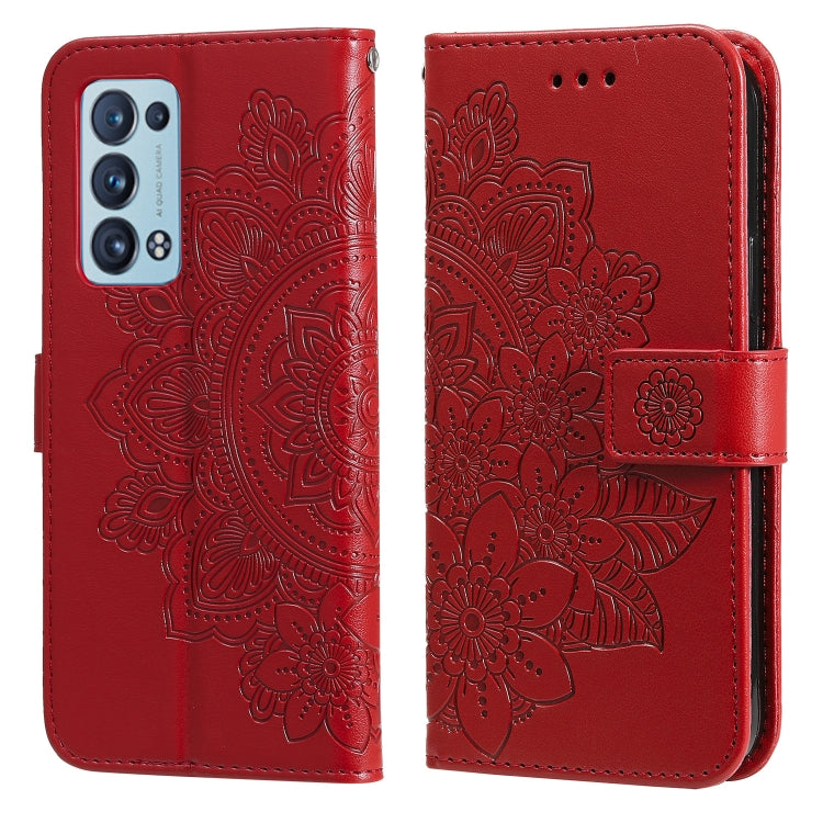 For OPPO Reno 6 Pro+ 5G 7-petal Flowers Embossing Pattern Horizontal Flip PU Leather Case with Holder & Card Slots & Wallet & Photo Frame
