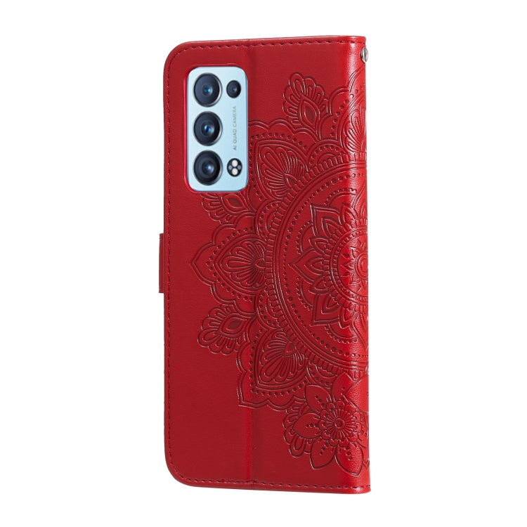 For OPPO Reno 6 Pro+ 5G 7-petal Flowers Embossing Pattern Horizontal Flip PU Leather Case with Holder & Card Slots & Wallet & Photo Frame