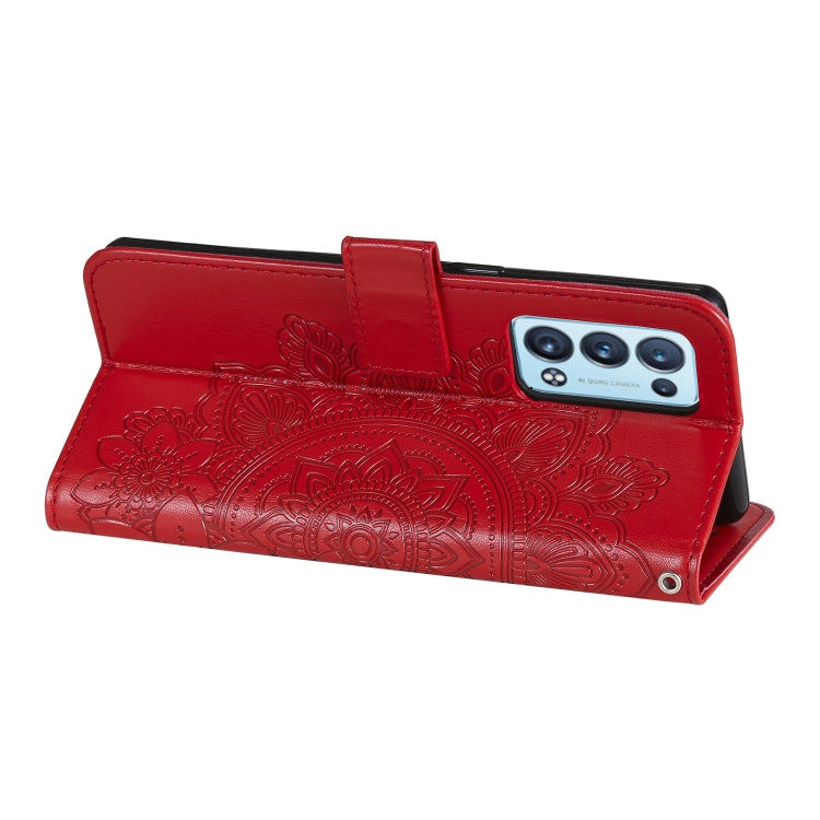 For OPPO Reno 6 Pro+ 5G 7-petal Flowers Embossing Pattern Horizontal Flip PU Leather Case with Holder & Card Slots & Wallet & Photo Frame